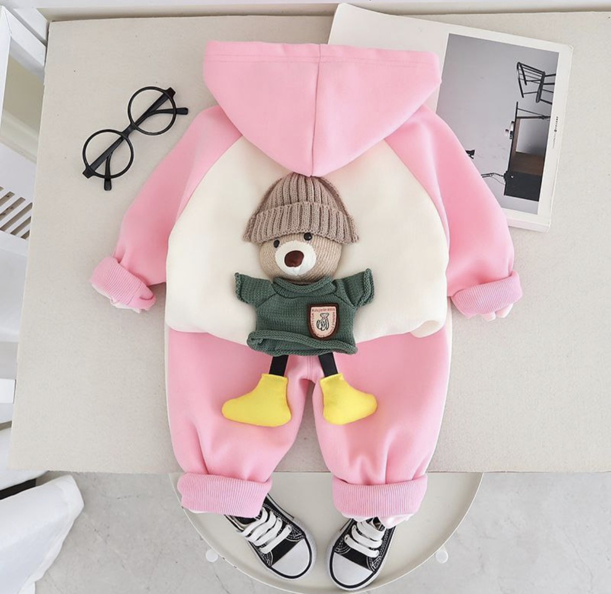 ست سویشرت کلاه دار و شلوار پشت تدی عروسکی  کد محصول 1433