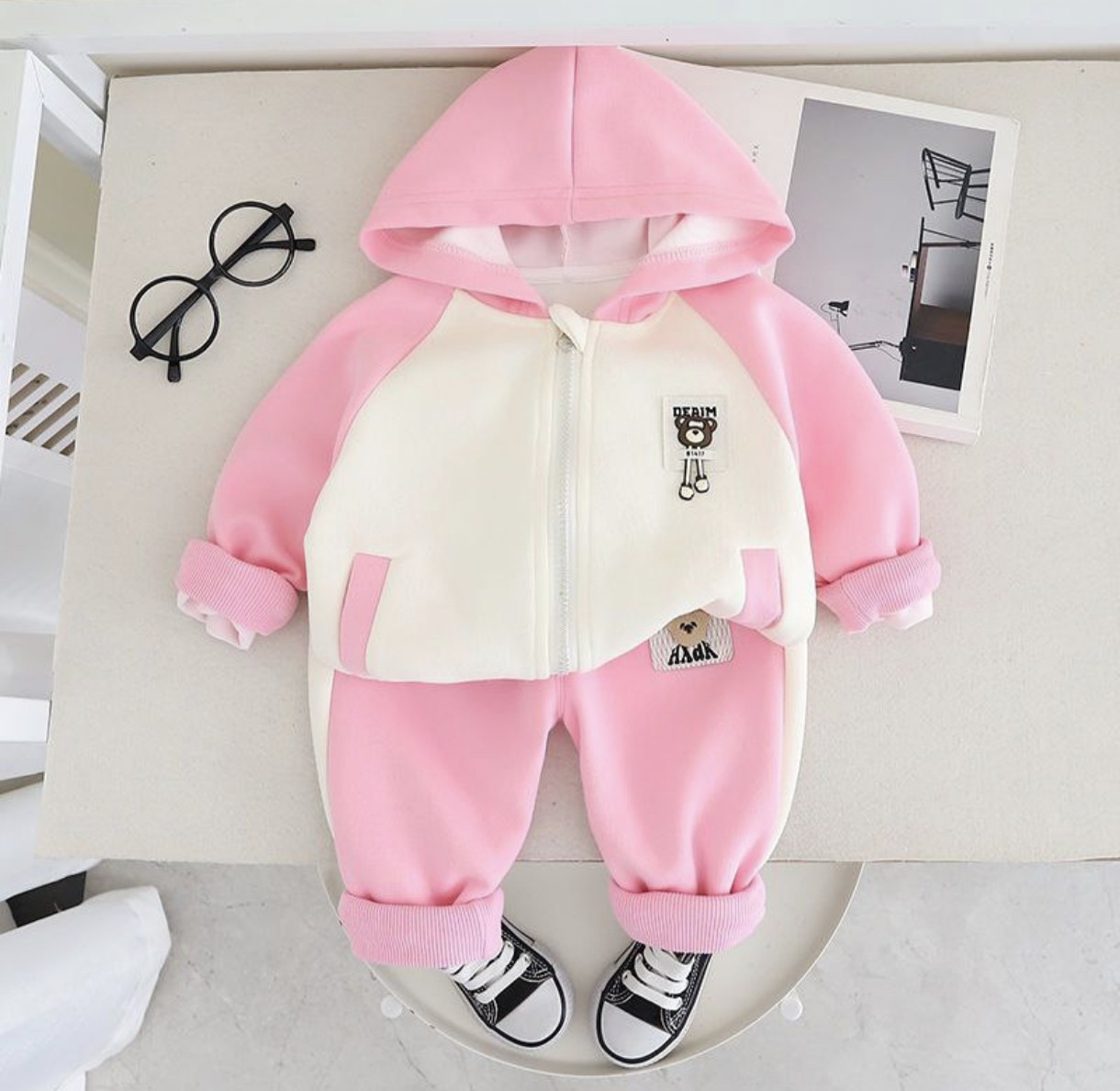 ست سویشرت کلاه دار و شلوار پشت تدی عروسکی  کد محصول 1433